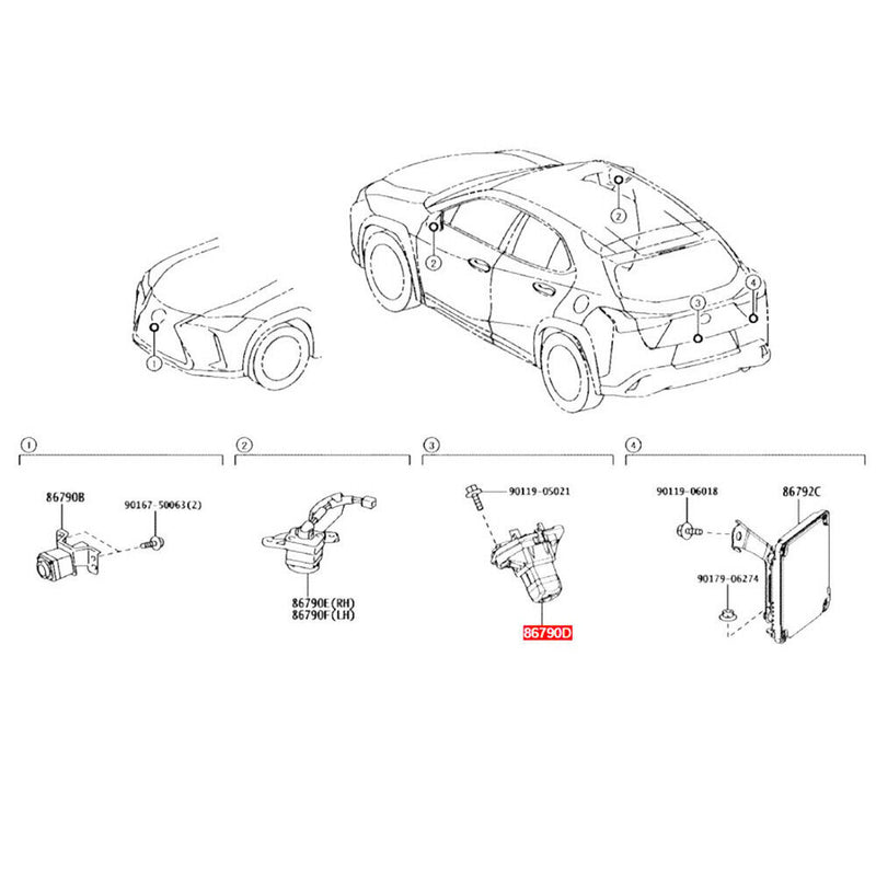 867B0-76040 Rear View Backup Camera ASSY for LEXUS UX 200 250h 2019+