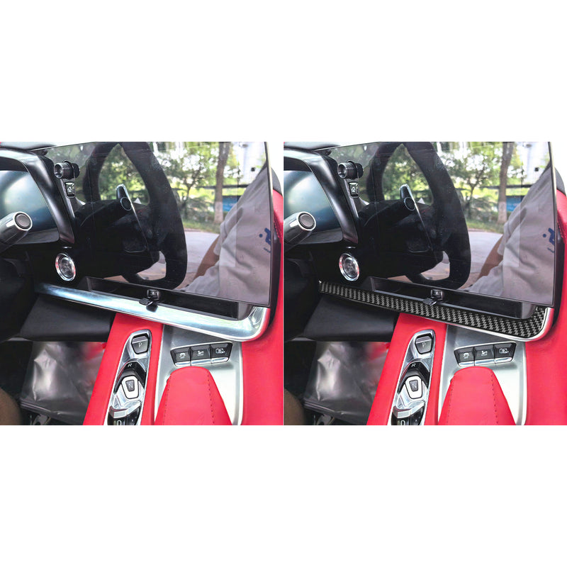 WXZOS Genuine Carbon Fiber Dash Center Vent Trim for Chevrolet Corvette C8 2020-2024