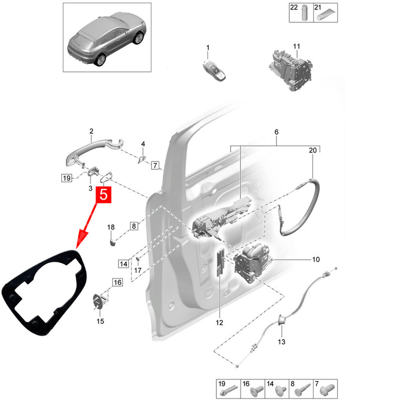 WXZOS 1PC Exterior Door Handle Gasket for Porsche Macan 95B 2018-2023