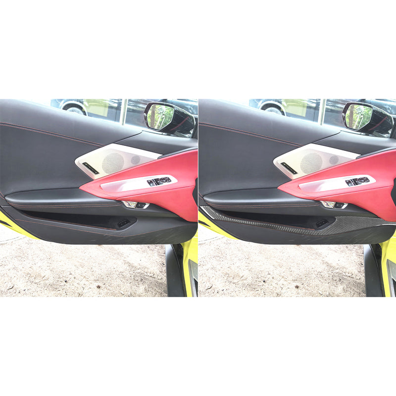 WXZOS Genuine Carbon Fiber Door Storage Panel Trim for Chevrolet Corvette C8 2020-2024