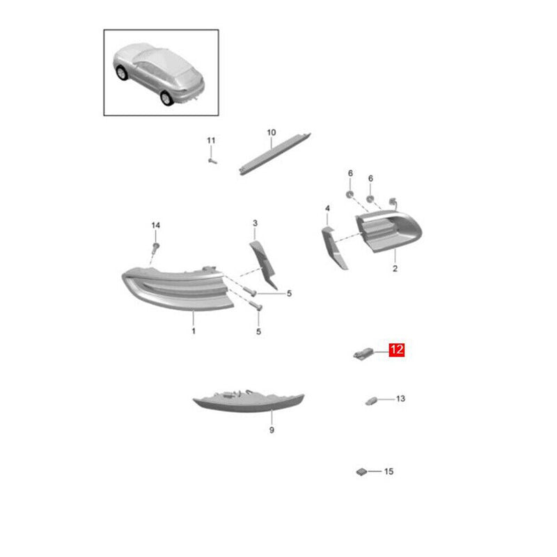 Rear License Plate Light w/Lamp for Porsche Cayenne 2011-2014 Macan 2015-2018