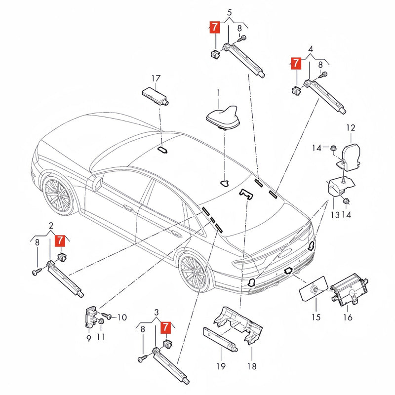WXZOS  Mobile Radio Antenna Amplifier Signal Booster for Audi e-tron  2019-2024