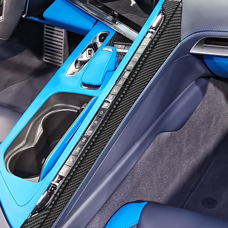 WXZOS Carbon Fiber Center Console Side Panel Trim for Chevrolet Corvette C8 2020-2024