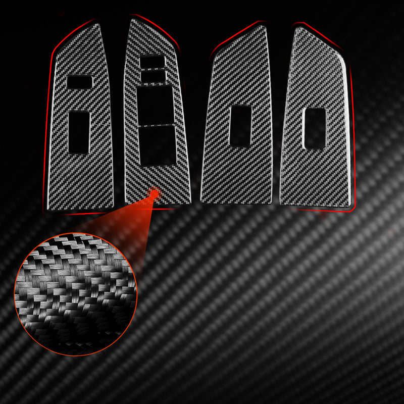 WXZOS Genuine Carbon Fiber Door Window Switch Panel Trim for Toyota Tundra 2007-2013