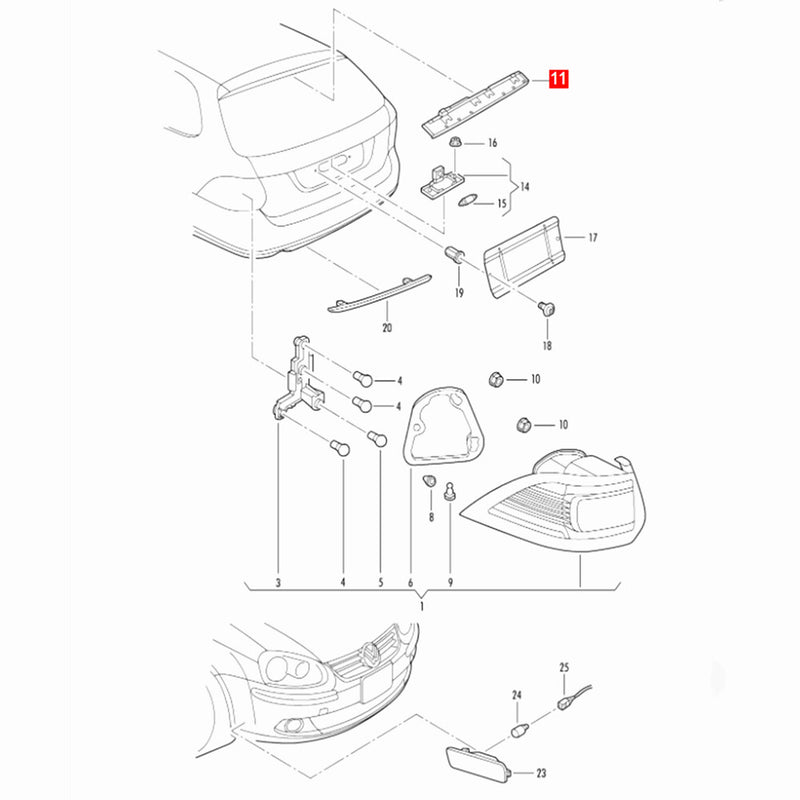 WXZOS Rear Trunk Door High Mount Third Brake Light for VW Passat B6 Wagon 2007-2010