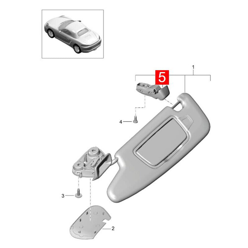 Black Right Sun Visor Clip Hook Retainer for Porsche 2013-2016 Boxster 981