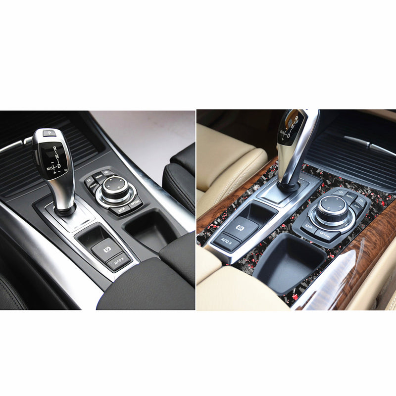 WXZOS Genuine Carbon Fiber Gear Shift Lever Panel Trim for BMW X5 E70 X6 E71 2010-2013