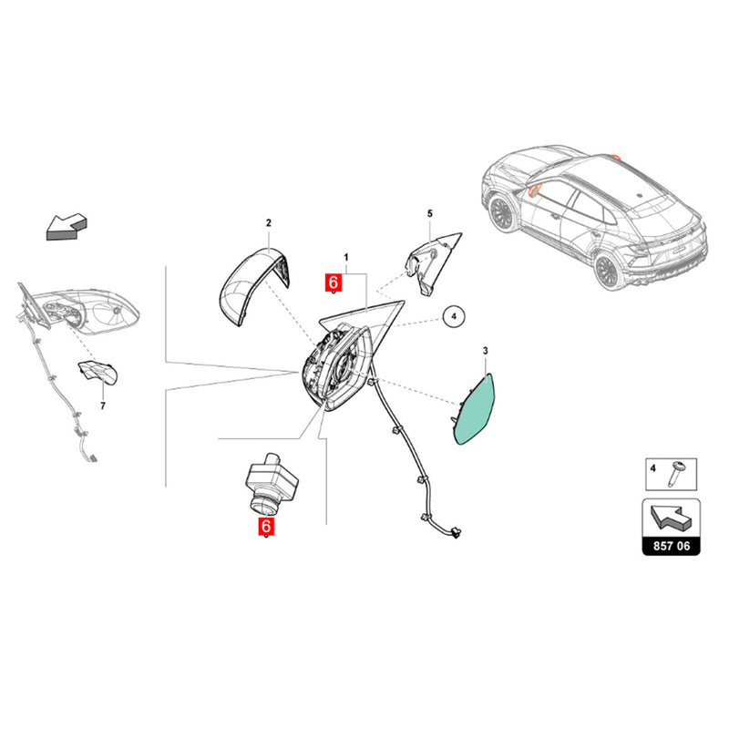 WXZOS Front Side Wing Mirror 360° Surround View Camera for Lamborghini Urus 2018-2023