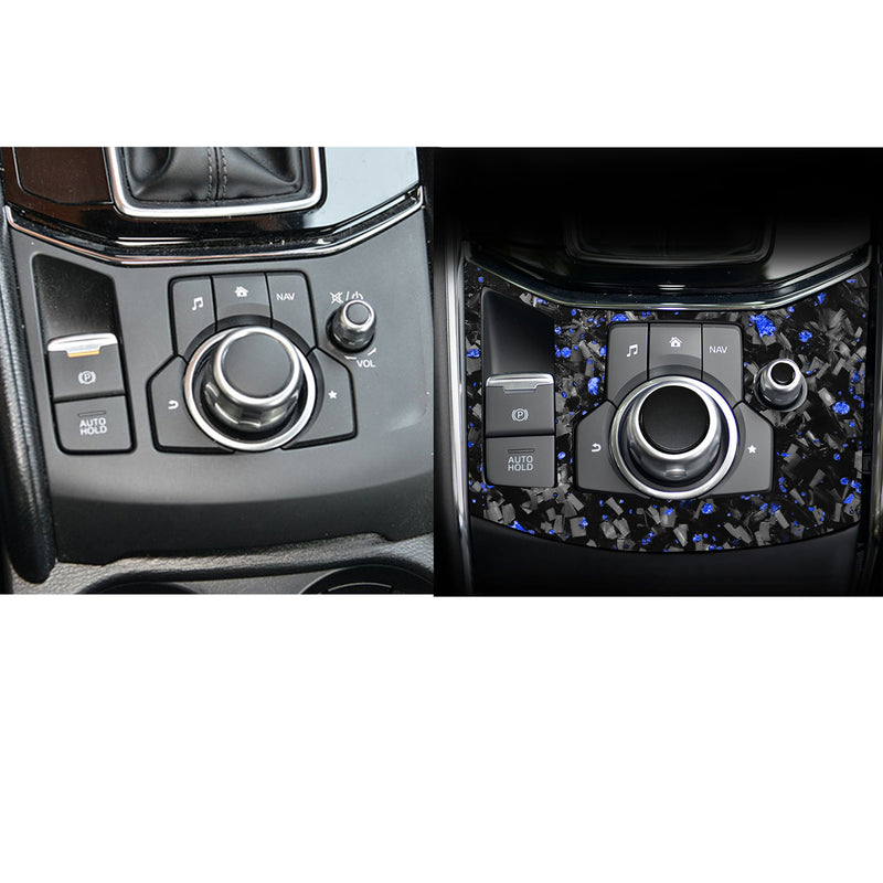 WXZOS Genuine Carbon Fiber Center Console MMI Switch Trim for Mazda CX-5 2016-2019
