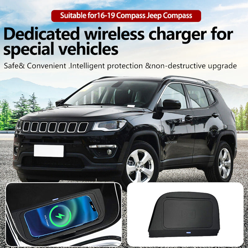 WXZOS Center Console Phone Wireless Fast Charging Pad for Jeep Compass 2016-2019