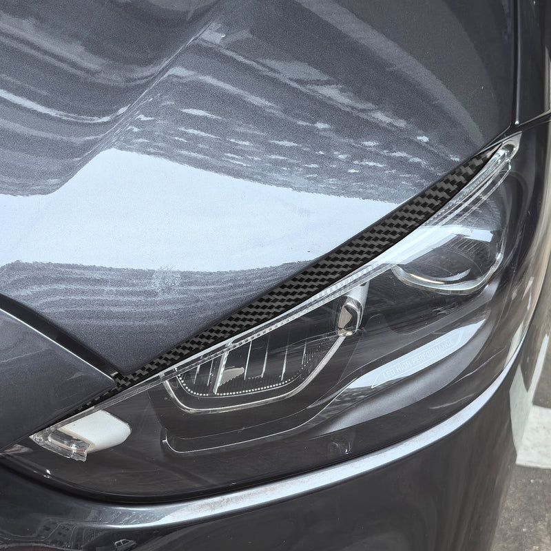 WXZOS Genuine Carbon Fiber Headlight Eyebrow Trim for Mercedes W206 C-class 2022-2024