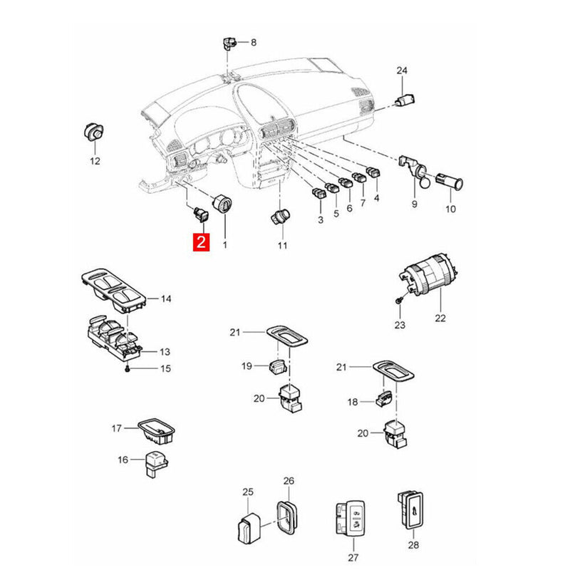 Variateur de tableau de bord pour Porsche Cayenne 2003-2010