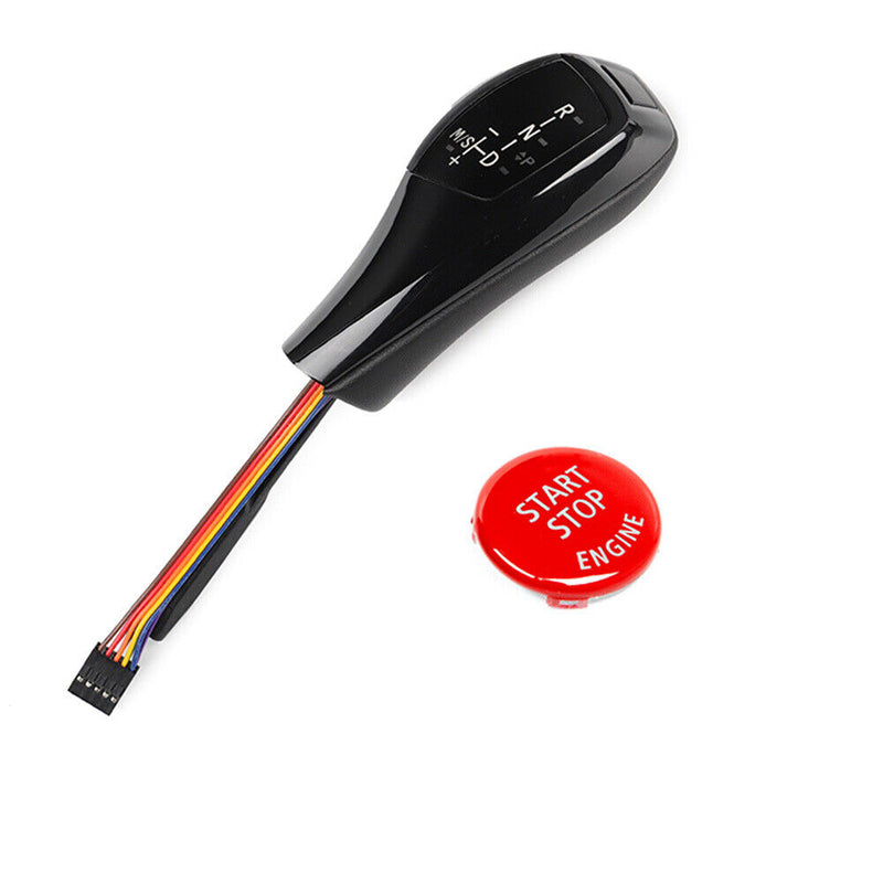 Black LED Shift Knob w/Engine START STOP Cover for BMW 2010-2012 E84 X1 Pre-LCI