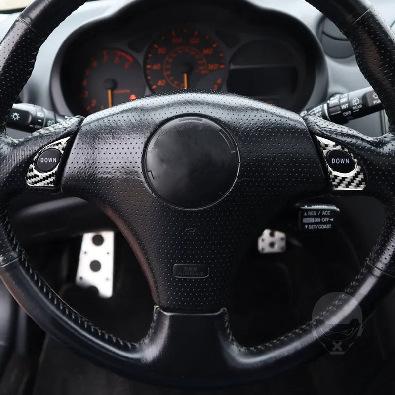 WXZOS Genuine Carbon Fiber Steering Wheel Switch Trim for Toyota Celica 2000-2005