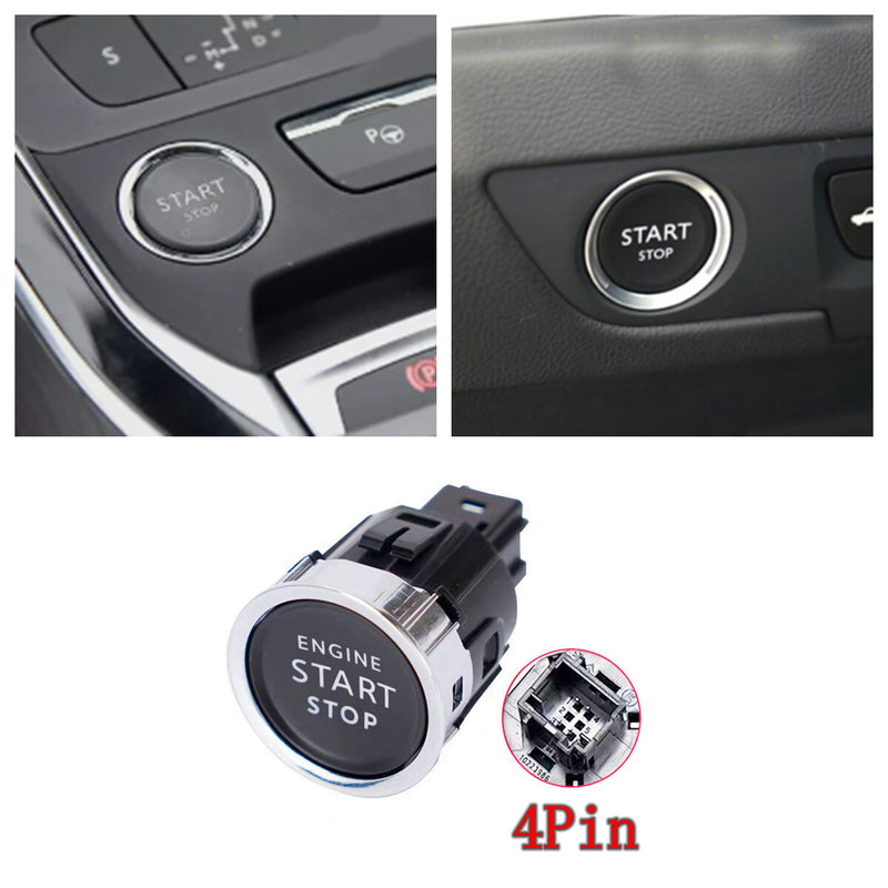 WXZOS 1PC 4Pin Engine Start Stop Switch Black Ignition Button for Peugeot 308 2016-18