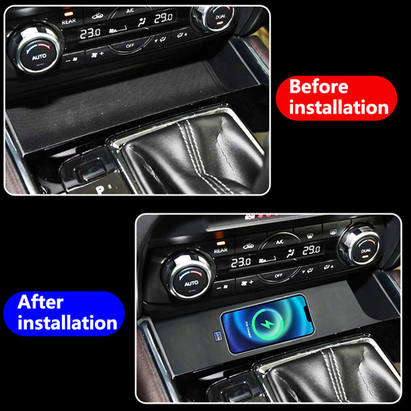 WXZOS Front Center Console Wireless Fast Charging Pad for Mazda CX-8 2019-2023