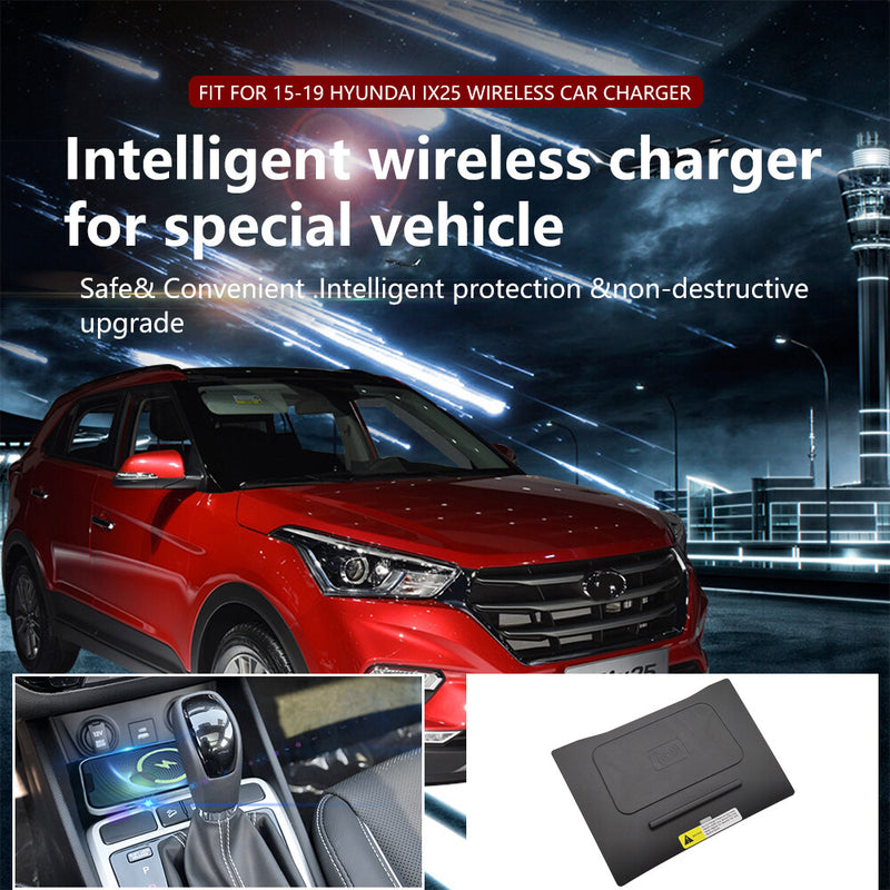 WXZOS Center Console Phone Wireless Fast Charging Pad for Hyundai ix25 2015-2019