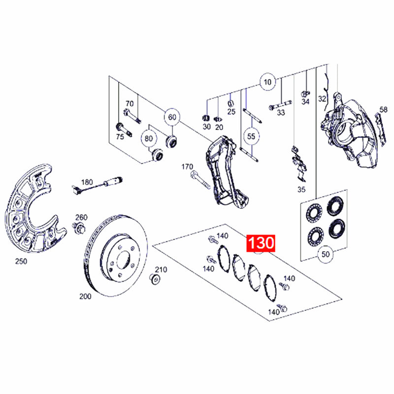 WXZOS Front Wheel Brake Pad Set for Mercedes-Benz W257 CLS300 CLS350 2.0L 2018-2023
