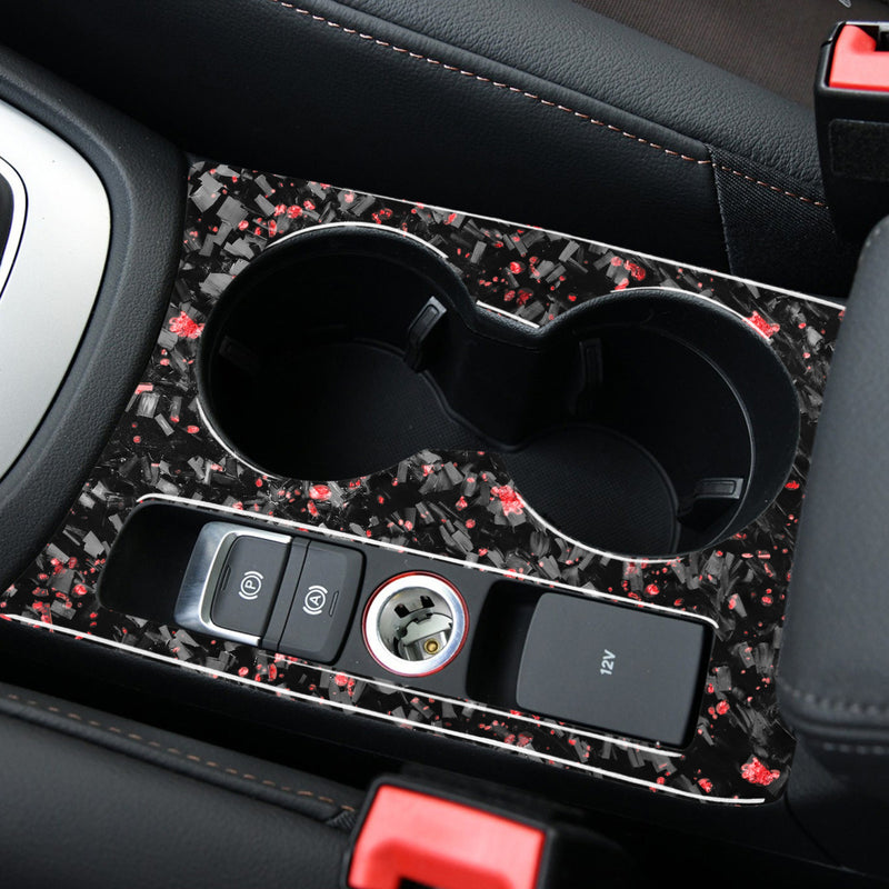 WXZOS Genuine Carbon Fiber Center Console Cup Holder Panel Trim for Audi Q3 2015-2018