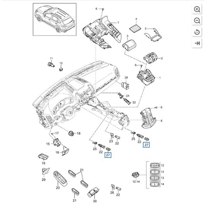 9556522010001C Pulsante elemento accendisigari per Porsche Macan 95B 2015-2028