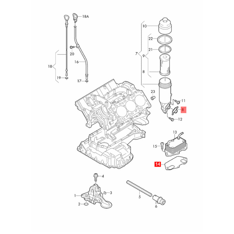 WXZOS Gas Engine Oil Cooler Gasket Kit for Audi A4 S4 A4 Quattro 3.0/3.2L 2006-2016