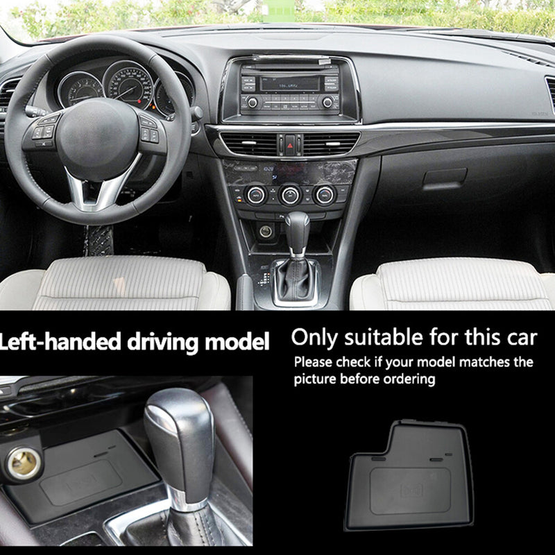 WXZOS Front Center Console Wireless Fast Charging Pad for Mazda 6 2014-2019