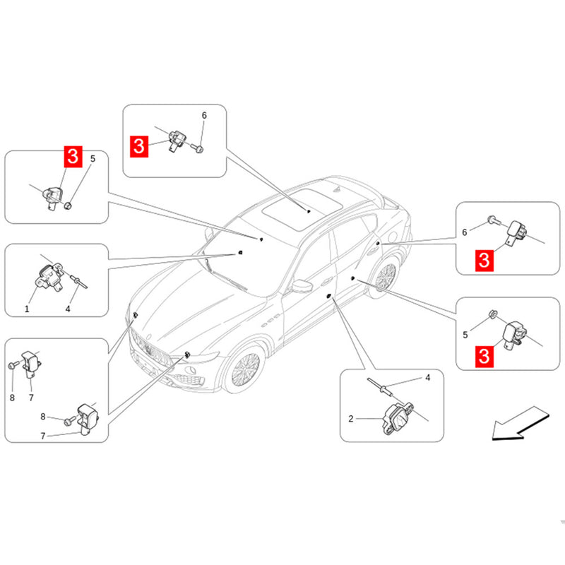 WXZOS SRS Impact Crash Sensor for Maserati Levante 2016-2022