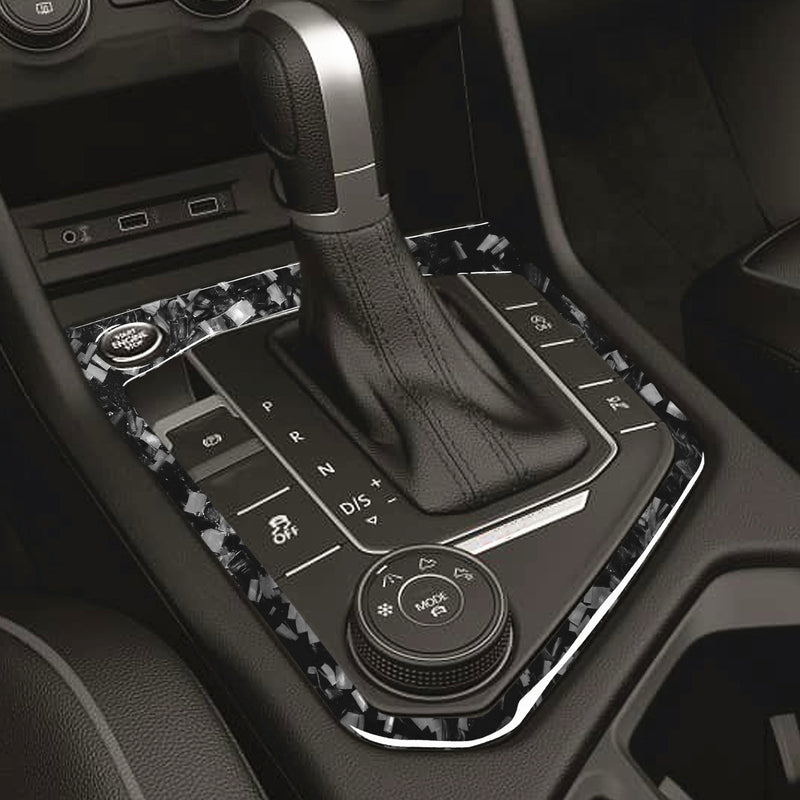 WXZOS Genuine Carbon Fiber Gear Shift Knob Lever Panel Trim for VW Tiguan 2017-2020