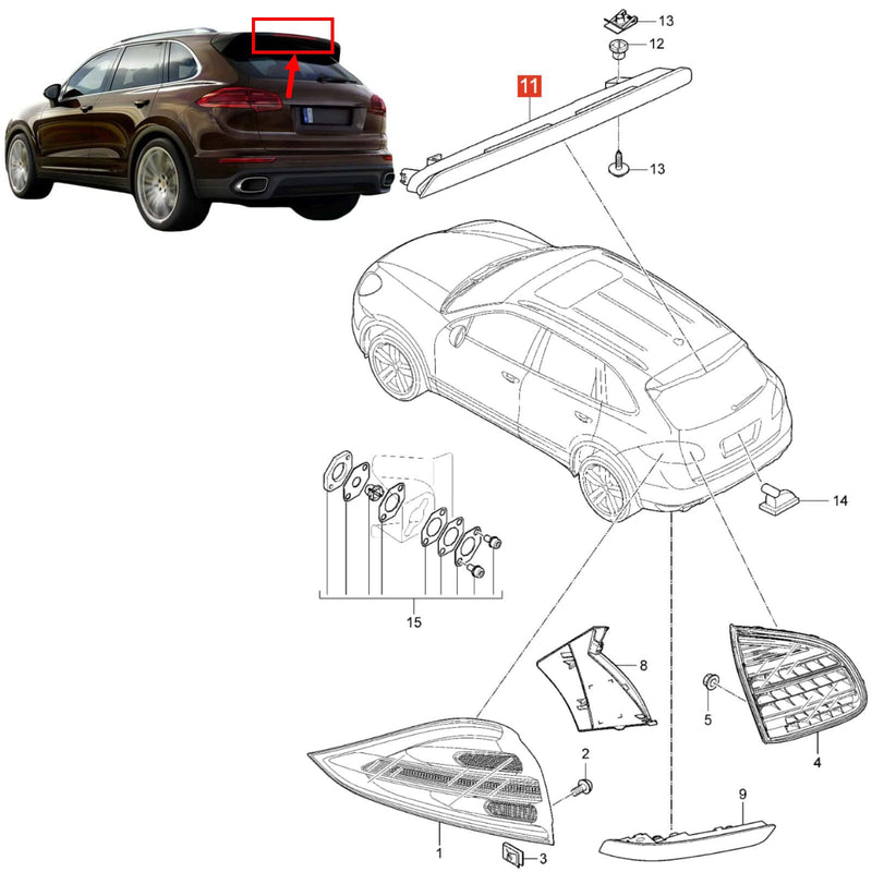 WXZOS Rear High Mount 3rd Third Brake Stop Light for Porsche Cayenne (92A) 2015-2017
