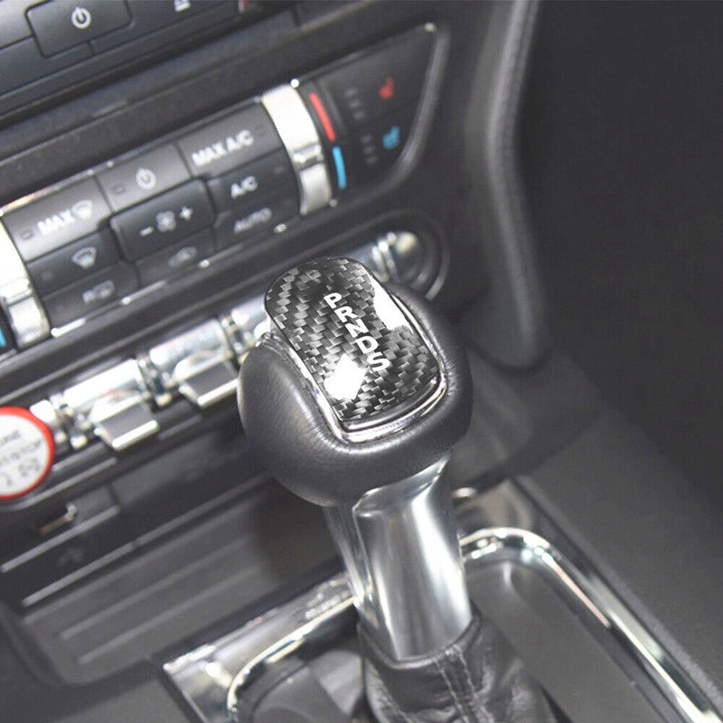 Sale Black Carbon Fiber Gear Shift Knob Panel Trim for Ford Mustang 2014-2018