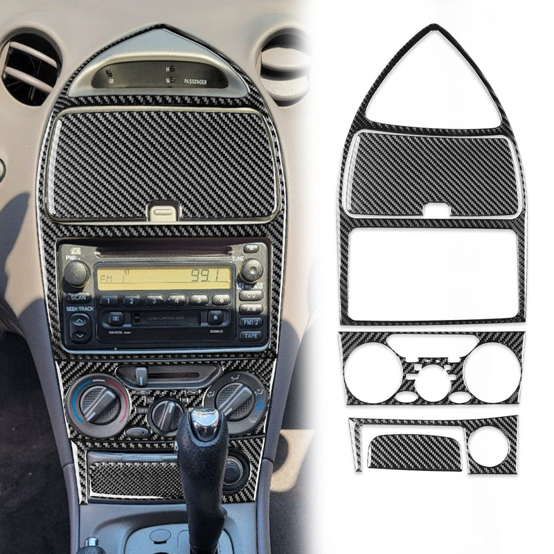 WXZOS Genuine Carbon Fiber Center Dashboard Panel Trim for Toyota Celica 2000-2005
