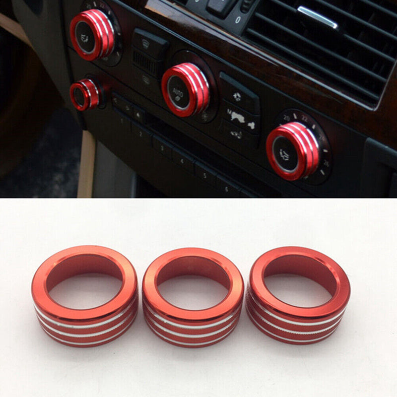 AC Air Conditioner Knob Covers Trim Red For BMW E60 520 523 530 2005-2010