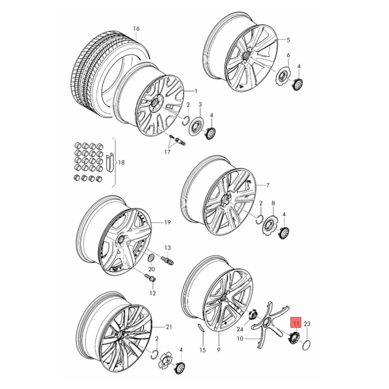 WXZOS Wheel Center Cap Boss Bracket for Bentley Arnage 1999-2009