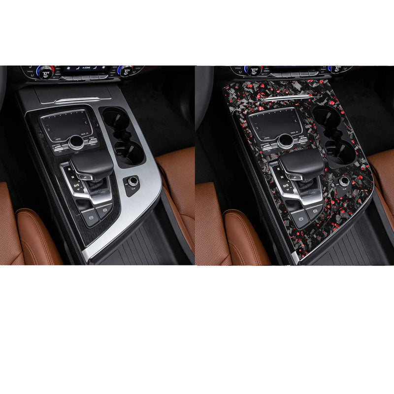 WXZOS Genuine Carbon Fiber Gear Shift Lever Panel Trim for Audi Q7 SQ7 (4MB) 2016-2019