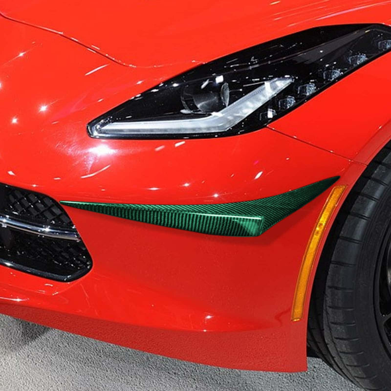 WXZOS 1SET Carbon Fiber Front Bumper Canards Trim for Chevrolet Corvette C7 2014-19