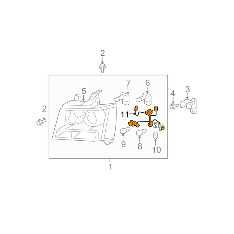 15950809 Headlight Lamp Socket Wiring Harness for Chevrolet Suburban 1500 07-14