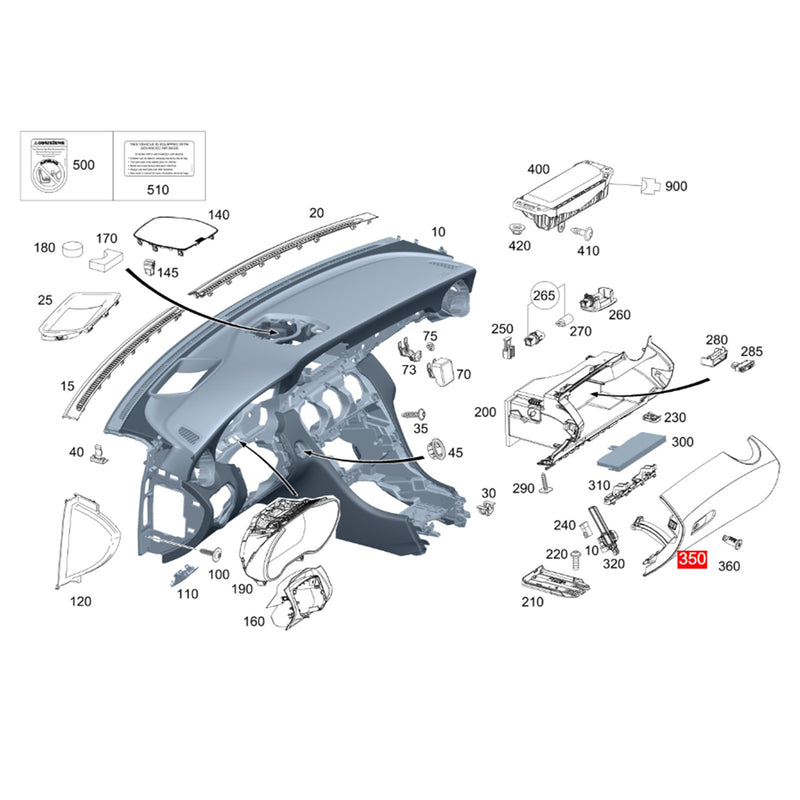 WXZOS Passenger Side Glove Box Release Handle for Mercedes-Benz W205 C-Class 2015-2021