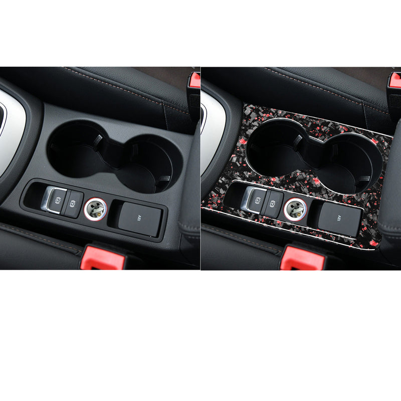 WXZOS Genuine Carbon Fiber Center Console Cup Holder Panel Trim for Audi Q3 2015-2018