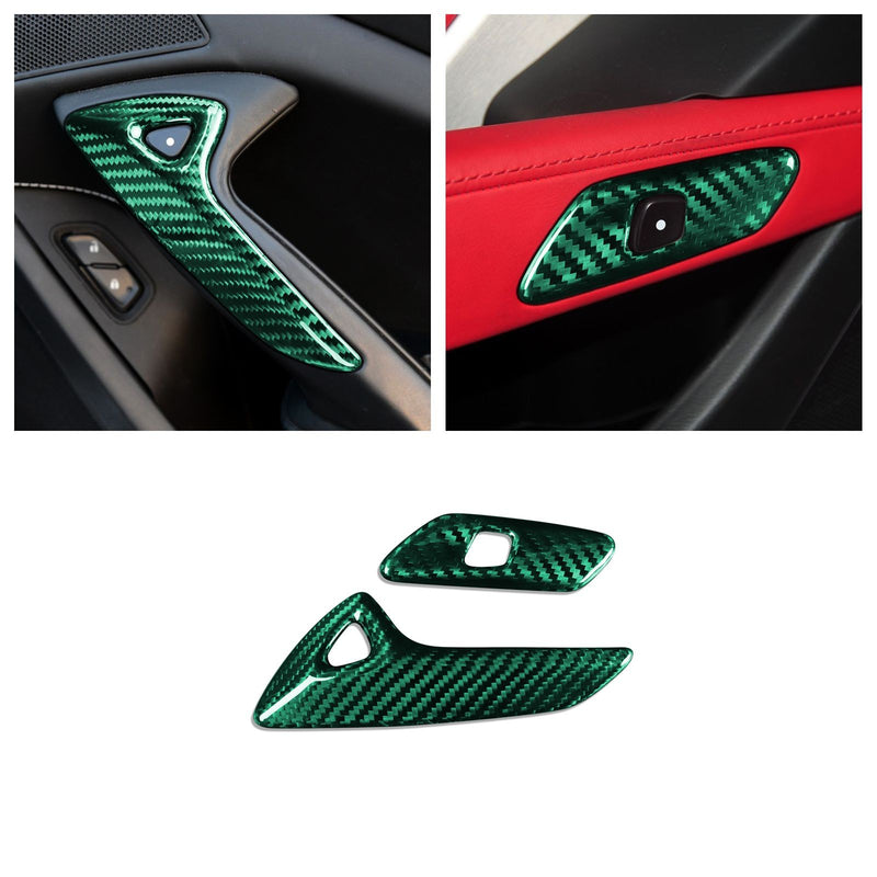 WXZOS 1PC Genuine Carbon Fiber Door Pull Handle Trim for Chevrolet Corvette C7 2014-19