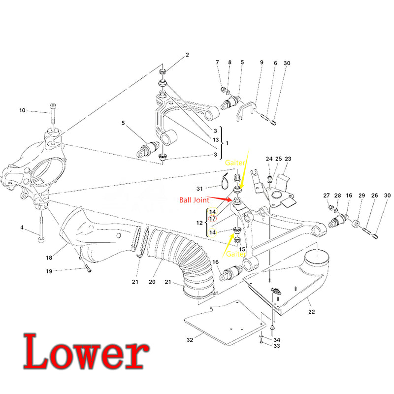 WXZOS Lower&Upper Arm Ball Joint w/Dust Gaiters for Ferrari 612 Scaglietti 2005-2011