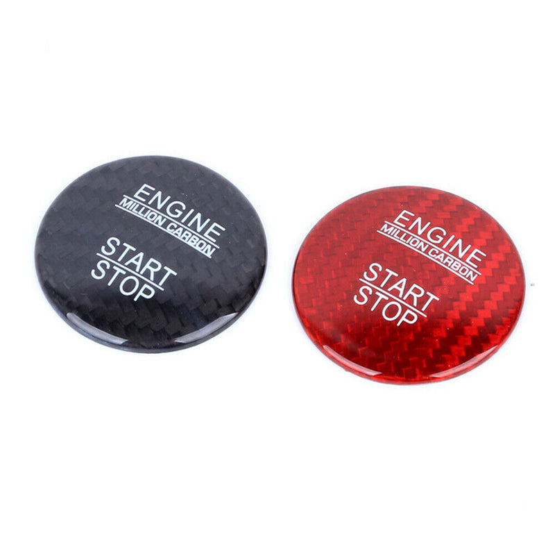 Red Carbon Fiber Engine Start Stop Button Cover Cap Trim for Mercedes-Benz