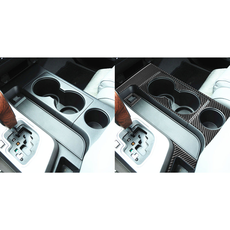 WXZOS Genuine Carbon Fiber Center Console Cup Holder Trim for Toyota Tundra 2007-2013