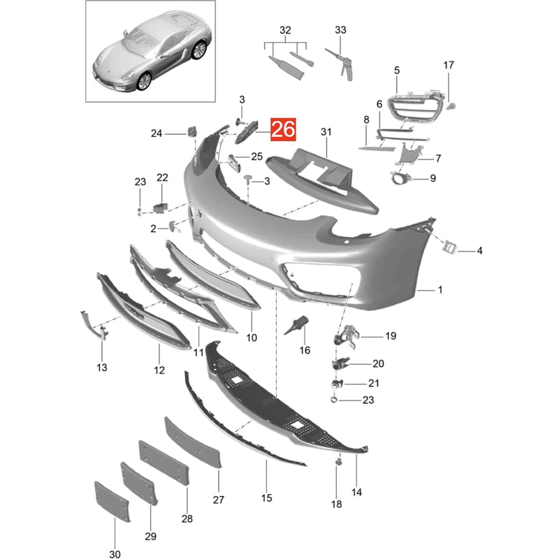 WXZOS Front Bumper Fastener Bracket Retainer for Porsche Cayman (981) 2013-2016