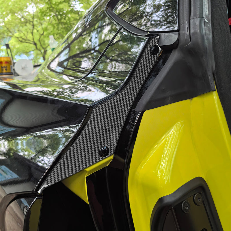 WXZOS Genuine Carbon Fiber Rear Door Frame Trim for Chevrolet Corvette C8 2020-2024
