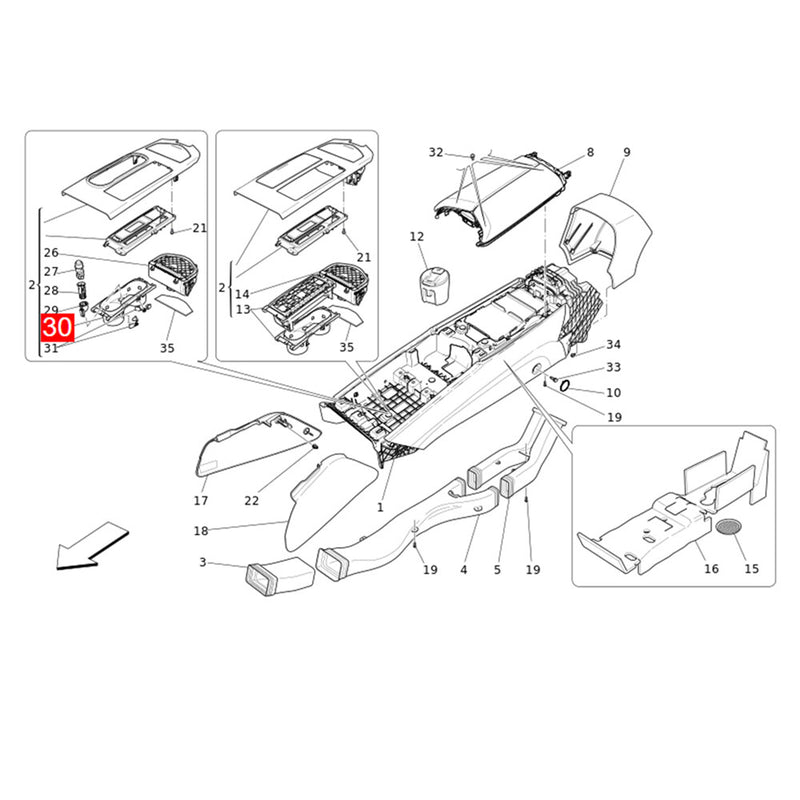WXZOS 1PC Center Console Cup Holder slot for Maserati Ghibli (M157) 2013-2024