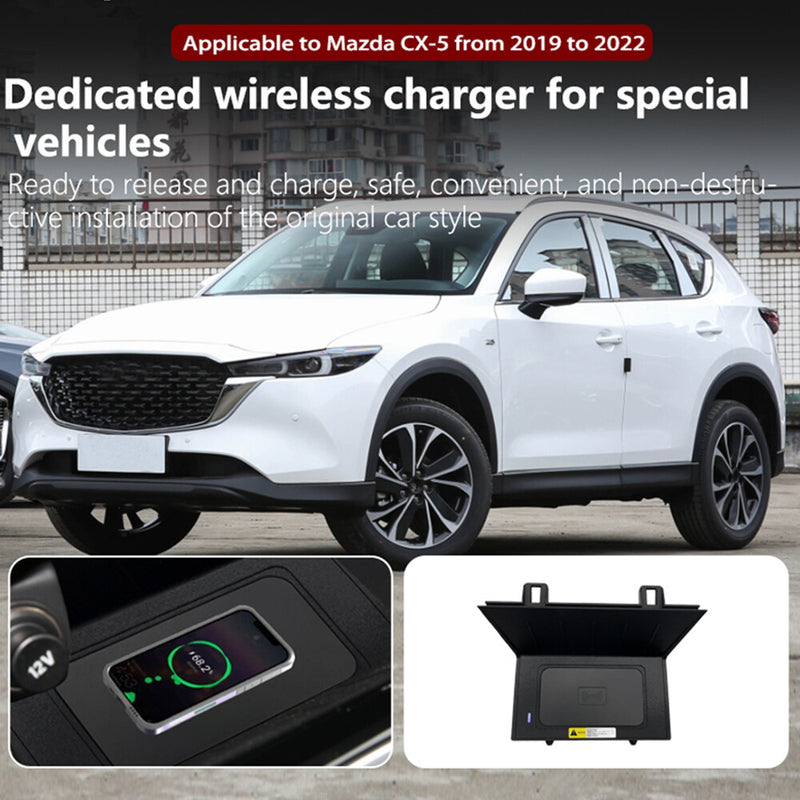 WXZOS Front Center Console Wireless Fast Charging Pad for Mazda CX-5 2019-2022