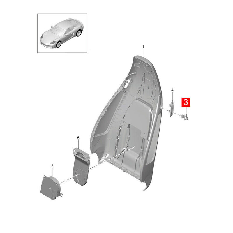 Bouton gauche interrupteur réglage dossier siège pour Porsche Cayman (981)...