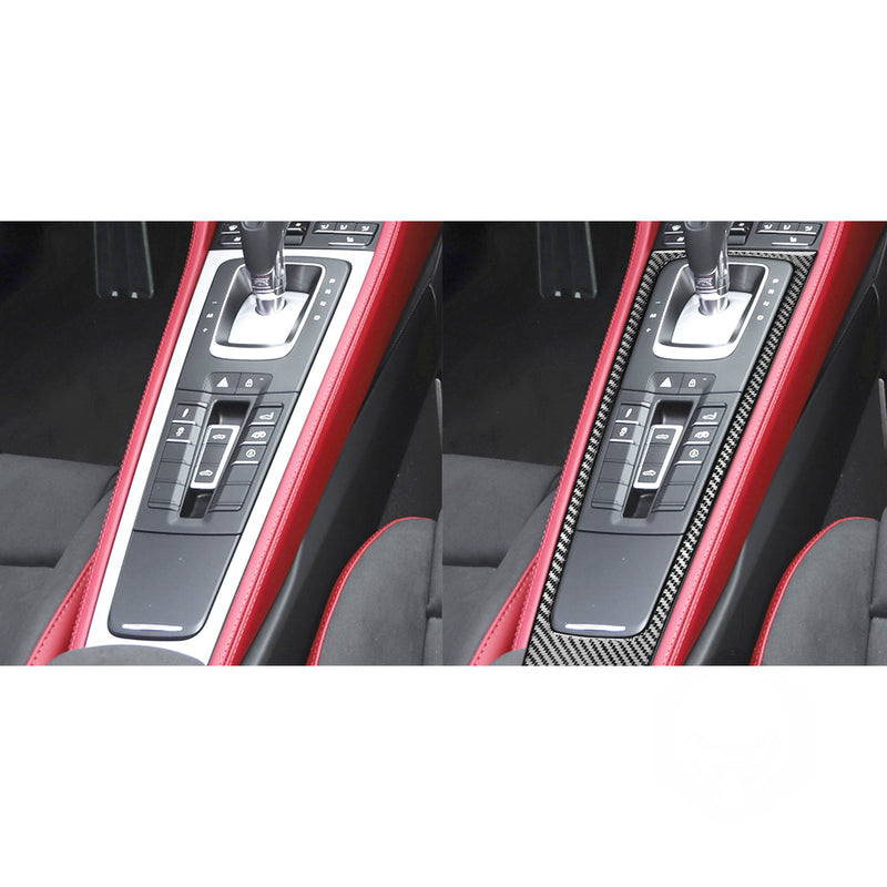 WXZOS Genuine Carbon Fiber Gear Shifter Panel Trim for Porsche 718 Boxster 2017-2025