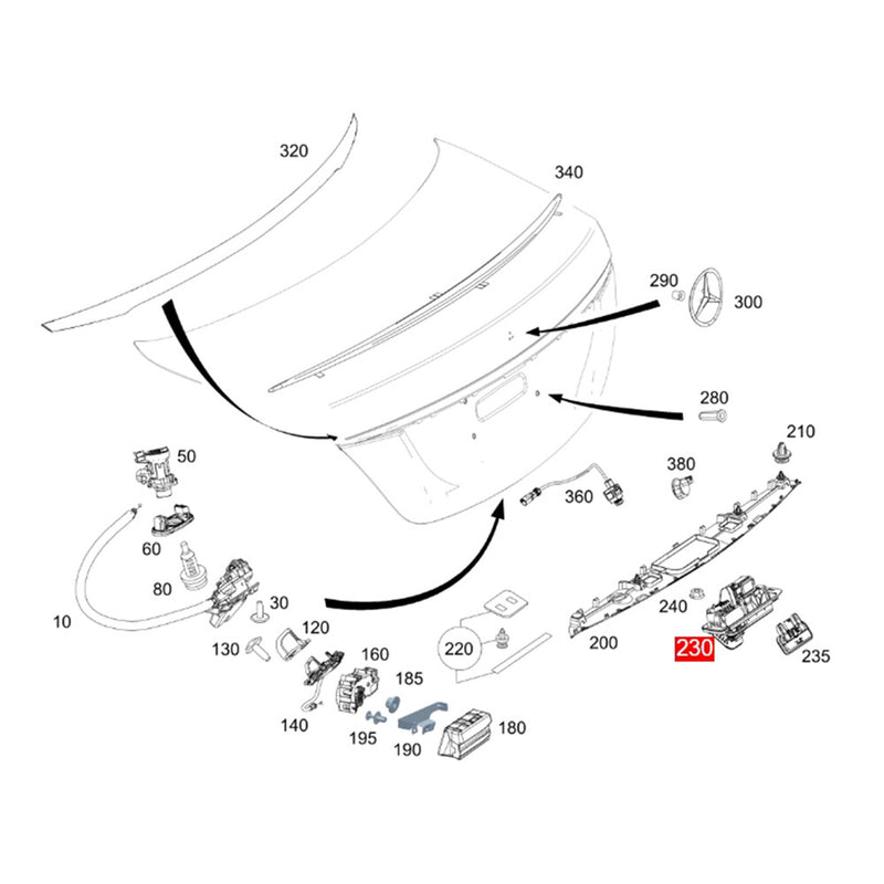 WXZOS 1PC Rear Tailgate Release Handle for Mercedes-Benz S-class W223 S450/500 2021-24
