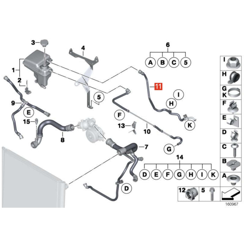 Coolant Reservoir Expansion Tank Hose T-Pipe for Rolls-Royce Phantom 2004-2015